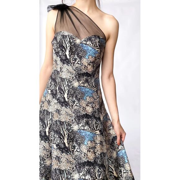 Plenty By Tracy Reese One Shoulder Silk Forest Frock Dress - Picture 1 of 7